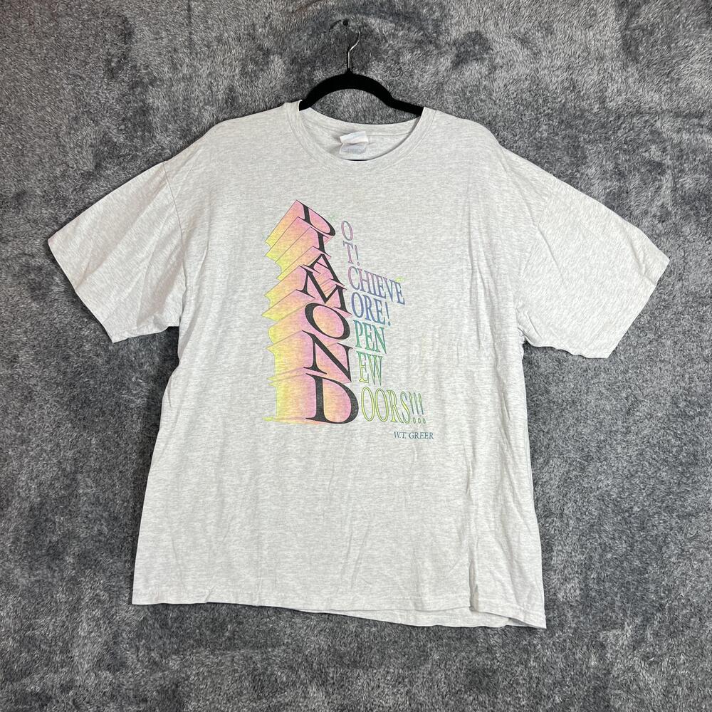 Hanes Shirt Mens XL Gray Diamond Graphic W.T. Greer Open New Doors Heavyweight